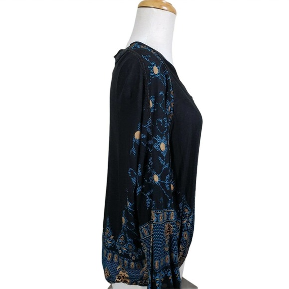 Free People Medallion Printed Top Linen Blend  XS - Picture 2 of 10